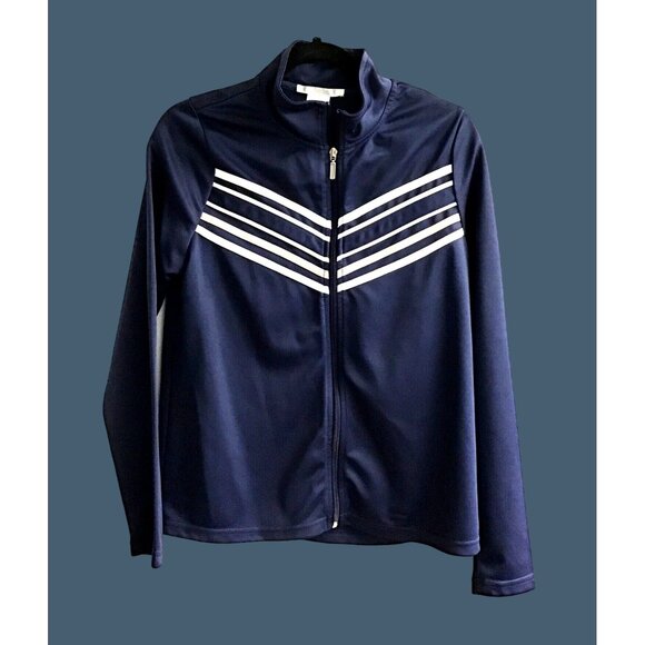 K. JORDAN- WOMENS NAVY FULL ZIP-UP TRACK JACKET SIZE MEDIUM - Picture 1 of 6
